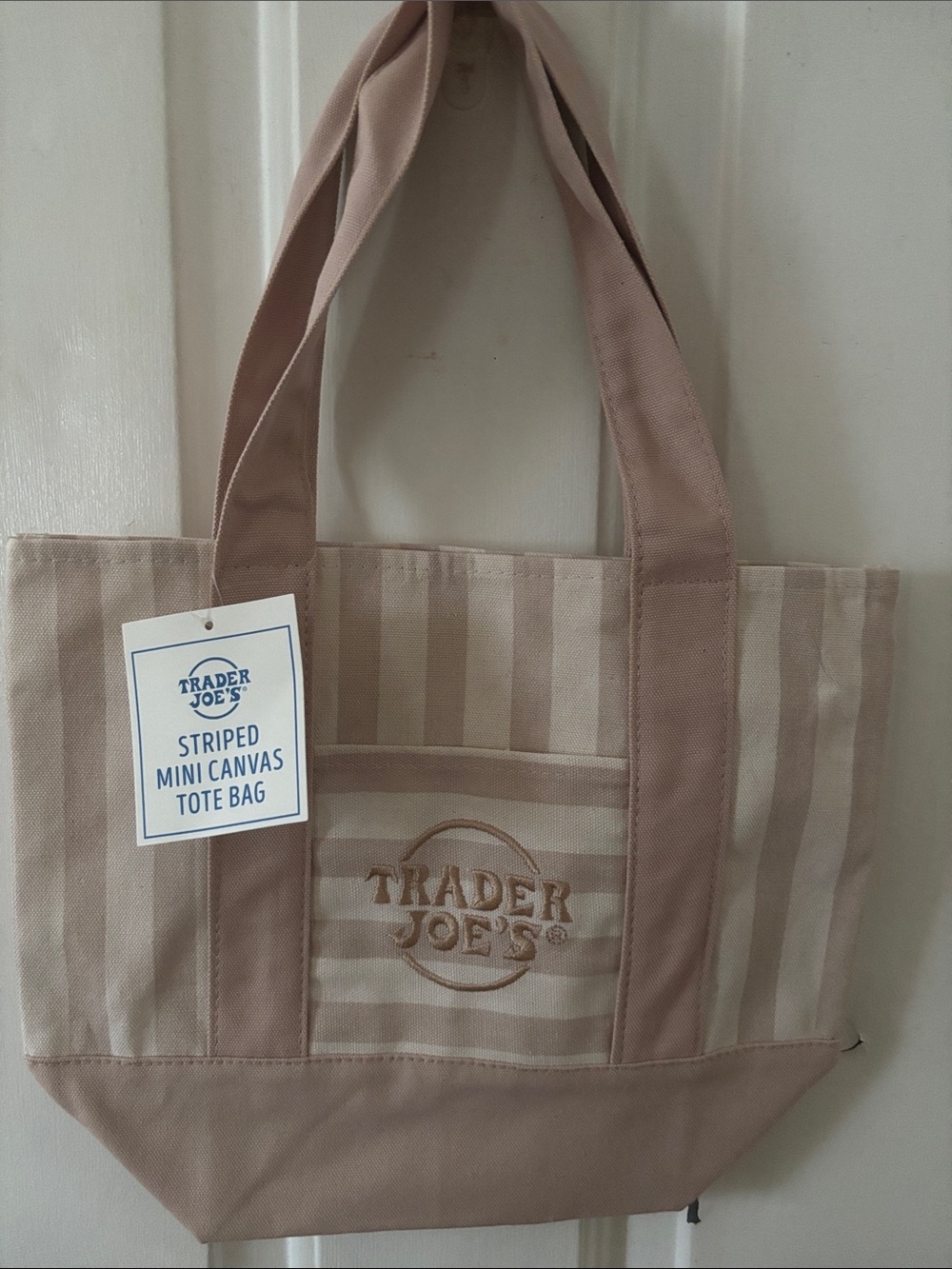 Trader Joe’s Striped Mini Canvas Tote Bag - Beige